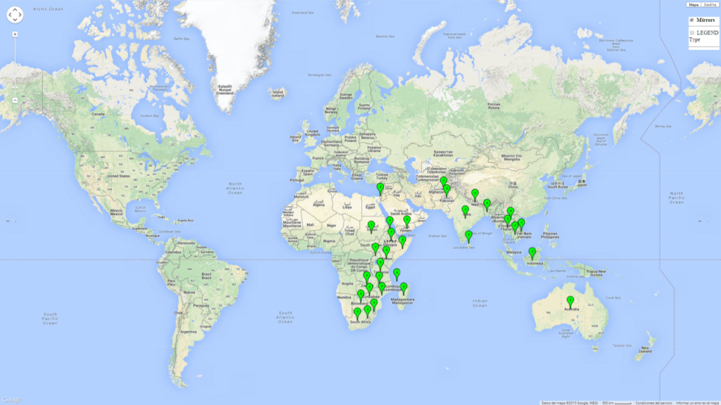 Figure 1. Global geographical distribution of the spotted stemborer, Chilo partellus. Green points indicate countries with reported pest establishment.