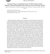 Driving factors of agrobiodiversity: which characteristics influence intra-household potato diversity in the peruvian Andes?.