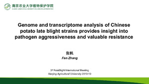 Genome and transcriptome analysis of Chinese potato late blight strains provides insight into pathogen aggressiveness and valuable resistance.
