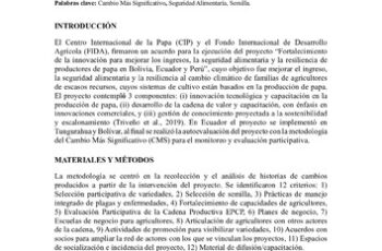 Historias de cambios destacables del proyecto CIP-FIDA-Andes en Ecuador
