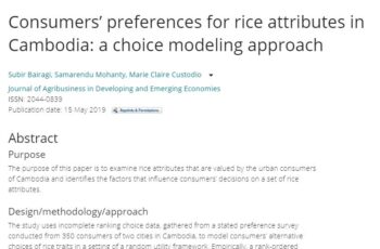 Consumers’ preferences for rice attributes in Cambodia: a choice modeling approach.