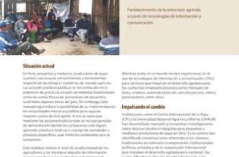 Herramientas digitales para fortalecer el desarrollo de la investigacion rural y la asesoria a los productores de papa en el Peru. Perfil del proyecto.