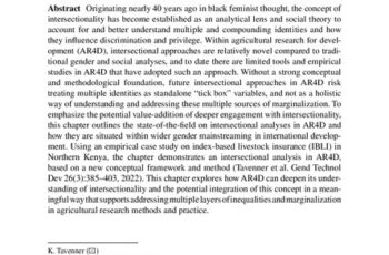 An Intersectional Approach to Agricultural Research for Development (AR4D)