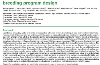 Variety use and preferences among smallholder sweetpotato farmers and how best to improve their access to quality seed: A gendered perspective and implications for breeding program design