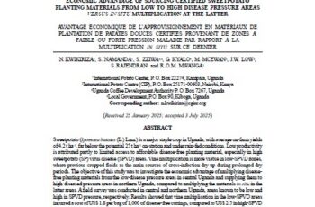 Economic advantage of sourcing certified sweetpotato planting materials from low to high disease pressure areas versus in situ multiplication at the latter