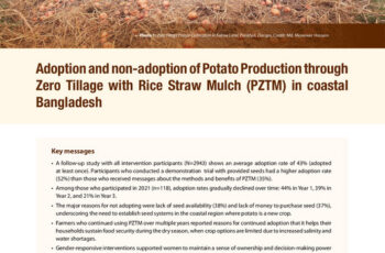 Adoption and non-adoption of potato production through zero tillage with rice straw mulch (PZTM) in coastal Bangladesh