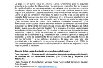 Sistemas de semilla: escalamiento inclusivo o selectivo de variedades mejoradas ¿Por qué, cuándo y dónde?
